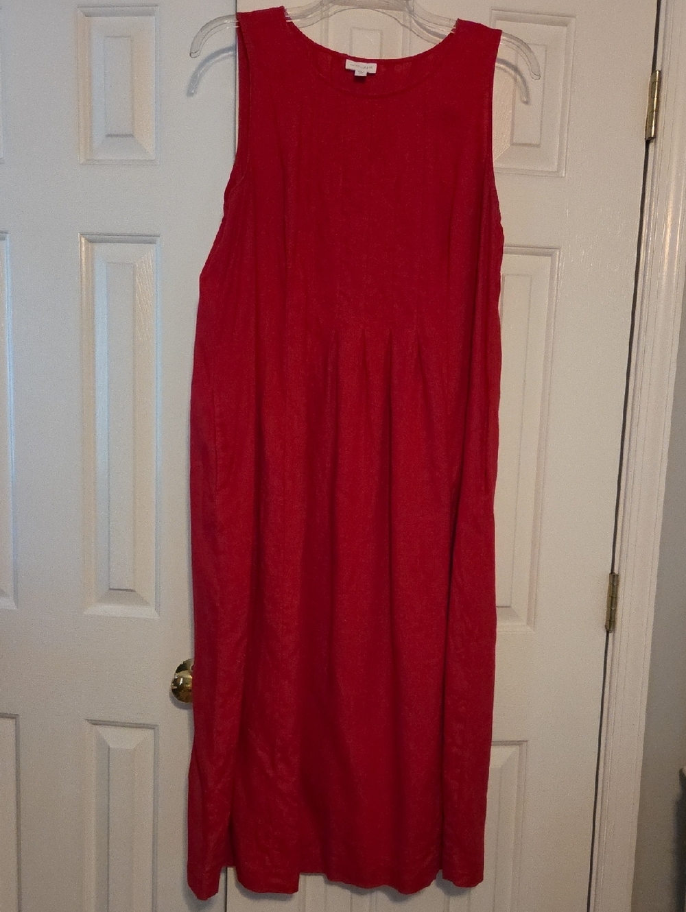 J. Jill Vibrant Red Sleeveless Maxi Dress 100% Linen Comes With The Sweater.